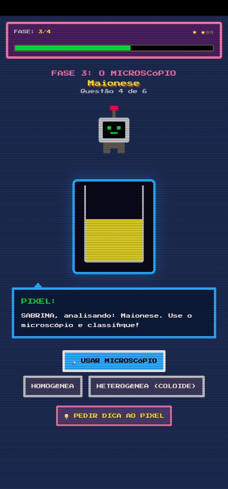 Fase 3 do Laboratório Pixel: maionese vista a olho nu, aparentando ser uma mistura homogênea